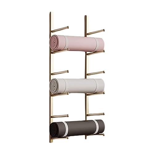 Yogamatten-Wandregal – Fitness-Organizer für Yoga-Gurte, Pilates-Matten und Schaumstoffrolle – Wandhalterung für Heim-Fitness-Zubehör Yogamatten-Wandregal – Fitness-Organizer für Yoga-Gurte, Pilates-Matten und Schaumstoffrolle – Wandhalterung für Heim-Fitness-Zubehör von Generisch
