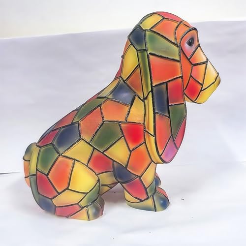 Yorkshire Terrier Hundelampe | Niedliche Basset Hound-Hundelampen aus Kunstharz | Buntglas-Nachtlicht Schreibtisch Yorkie Hund | LED-Tisch-Nachttischlampen Haustiermotiven für die Inneneinrichtung von Generisch