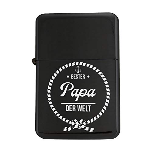 Creativgravur - Feuerzeug mit Gravur - personalisiertes Geschenk Mann, Freund oder Papa - Feuerzeug mit Spruch aus schwarzem Metall - Sturmfeuerzeug mit Gravur - Motiv: Bester Papa von Your Gravur