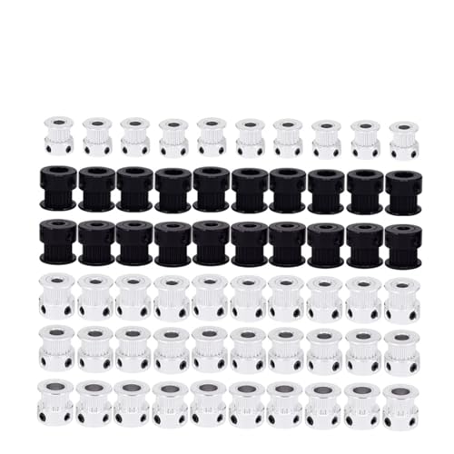 Zahnriemenscheibe Aluminium 3D-Druckerteile 20 Zähne Bohrung 5 mm Breite 6 mm Synchronradgetriebe mit Schraubenzähnen(50pcs,20T 8MM) von Generisch