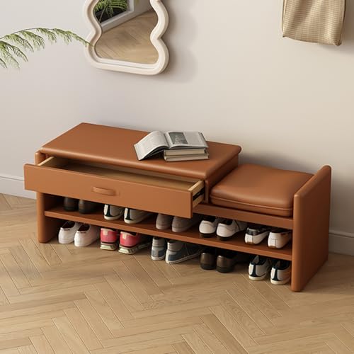 Zapatero de 2 Niveles Banco Zapatero con Asiento Acolchado Banco de Entrada Banco Zapatero Estilo para Entrada Pasillo Dormitorio Sala de Estar (Naranja 100 x 45 cm/39 4 x 1 von Generisch