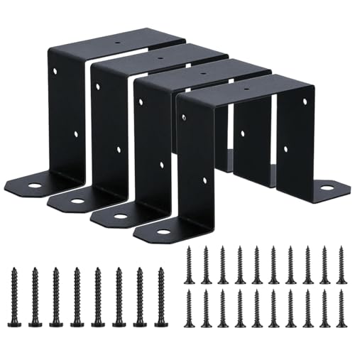 Zaunpfosten Post, Post | Post Caps Tie Bracket Fence Ties - Robuste U-Träger mit schwarzer Befestigung für Außen, Innen, Garten, Hof Zaunpfosten Post, Post | Post Caps Tie Bracket Fence Ties - Robuste U-Träger mit schwarzer Befestigung für Außen, Innen, Garten, Hof von Generisch