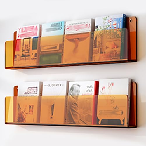 Zeitschriftenhalter aus Acryl zur Wandmontage, transparenter Literaturständer für Home Office, Organisieren von Büchern, Comics und Schallplatten, erhältlich in 1/2/3er-Pack von Generisch