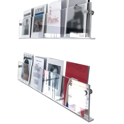 Zeitschriftenständer aus transparentem Acryl, Wandmontage, vielseitiger Prospekthalter für Akten, Notizbücher, Zeitungen und CDs, stilvoller transparenter Buchständer, 100 cm Zeitschriftenständer aus transparentem Acryl, Wandmontage, vielseitiger Prospekthalter für Akten, Notizbücher, Zeitungen und CDs, stilvoller transparenter Buchständer, 100 cm von Generisch