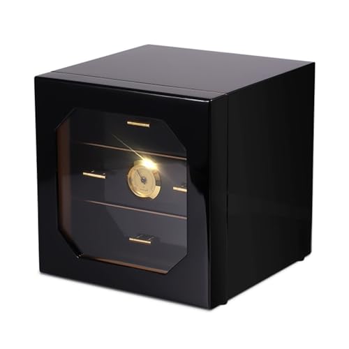 Zigarren-Humidor-Box – Holzschublade mit 3 Ebenen, Zedernholz ausgekleideter Luftbefeuchter und Hygrometer, Schreibtisch-Aufbewahrungsschrank von Generisch