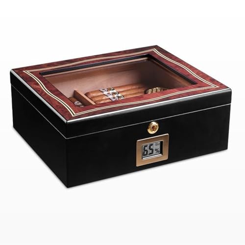 Zigarren-Humidor – Handgefertigte Zedernholz-Schreibtischbox mit Luftbefeuchter & Hygrometer, tragbares Reise-Zigarrenetui Zigarren-Humidor – Handgefertigte Zedernholz-Schreibtischbox mit Luftbefeuchter & Hygrometer, tragbares Reise-Zigarrenetui von Generisch