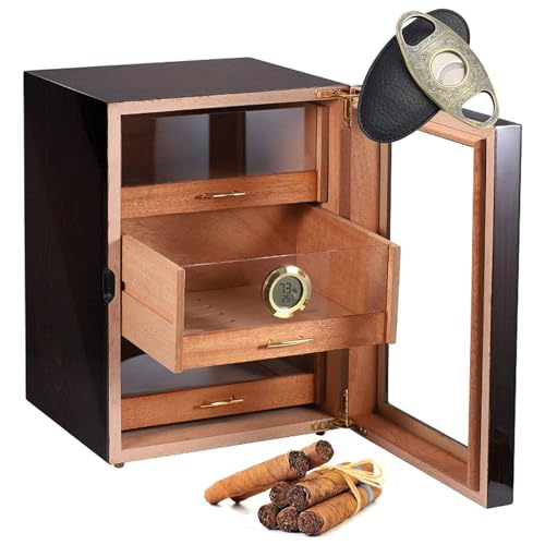 Zigarren-Humidorschrank mit digitalem Hygrometer, 3-lagige Schublade, Platz für 100 Zigarren, Luftbefeuchter für optimale Aufbewahrung im Lieferumfang enthalten Zigarren-Humidorschrank mit digitalem Hygrometer, 3-lagige Schublade, Platz für 100 Zigarren, Luftbefeuchter für optimale Aufbewahrung im Lieferumfang enthalten von Generisch