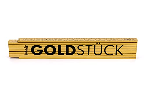Zollstock Goldstück 2 Meter Gold mit Winkelmesser - Perfektes Geschenk für Männer Handwerker Heimwerker Gliedermaßstab Schmiege Holz von Generisch