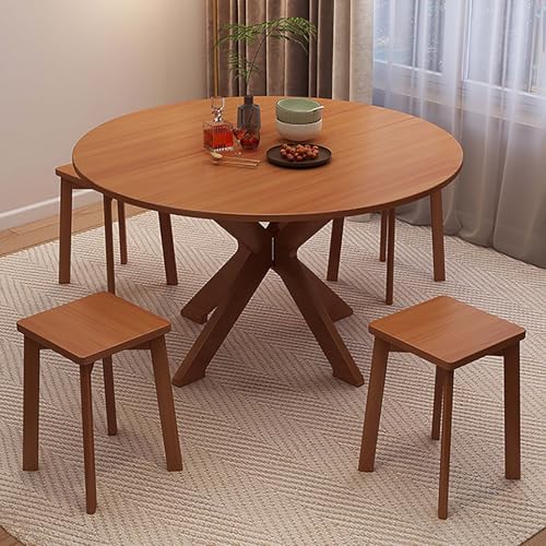 Zusammenklappbarer Esstisch aus Bambus für 6–8 Personen – Mehrzwecktisch mit Stühlen für kleine Räume, Tropfenblatt-Design für Esszimmer und Home Office von Generisch