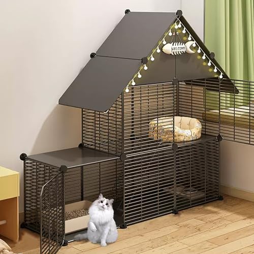 Zusammenklappbarer Katzenkäfig mit Leitern, DIY Haustiergehege Indoor Laufstall, Abnehmbarer Metalldraht-Übungsstall für Kleintiere, ideal für mehrere Katzen Zusammenklappbarer Katzenkäfig mit Leitern, DIY Haustiergehege Indoor Laufstall, Abnehmbarer Metalldraht-Übungsstall für Kleintiere, ideal für mehrere Katzen von Generisch