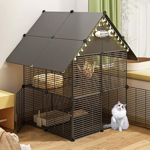 Zusammenklappbarer Katzenkäfig mit Leitern, DIY Haustiergehege Indoor Laufstall, Abnehmbarer Metalldraht-Übungsstall für Kleintiere, ideal für mehrere Katzen Zusammenklappbarer Katzenkäfig mit Leitern, DIY Haustiergehege Indoor Laufstall, Abnehmbarer Metalldraht-Übungsstall für Kleintiere, ideal für mehrere Katzen von Generisch