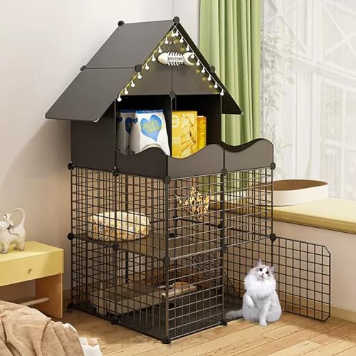 Zusammenklappbarer Katzenkäfig mit Leitern, Haustiergehege für den Innenbereich, abnehmbarer Metalldraht-Übungsstall, ideal für mehrere Katzen Zusammenklappbarer Katzenkäfig mit Leitern, Haustiergehege für den Innenbereich, abnehmbarer Metalldraht-Übungsstall, ideal für mehrere Katzen von Generisch