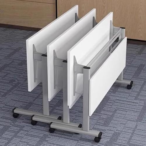 Zusammenklappbarer Konferenztisch mit Drehrollen – Flip-Top-Design, rechteckiger Meeting-Schreibtisch für Büro und Klassenzimmer, 159,8 x 49,8 x 74,9 cm, 3 Stück von Generisch