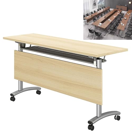 Zusammenklappbarer Konferenztisch mit Rollen, Ablagen und Sichtschutz, für Büro, Konferenzraum und Klassenzimmer Zusammenklappbarer Konferenztisch mit Rollen, Ablagen und Sichtschutz, für Büro, Konferenzraum und Klassenzimmer von Generisch