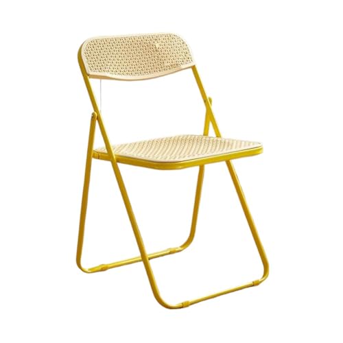 Zusammenklappbarer Küchenstuhl aus Rattan, tragbar, faltbar, Esszimmerstuhl, Bürostuhl, langlebig, faltbar, Veranstaltungsstühle mit Rückenlehne, für Gäste und Erwachsene, 45,7 cm, Gelb 1 von Generisch