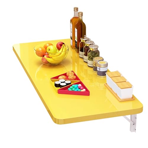 Zusammenklappbarer Wand-Küchentisch, platzsparend, schwebender Schreibtisch mit Eisenhalterung, aus Holz, zusammenklappbarer Arbeitsplatz, max. 40 kg Tragkraft, Gelb 80 x 30 cm Zusammenklappbarer Wand-Küchentisch, platzsparend, schwebender Schreibtisch mit Eisenhalterung, aus Holz, zusammenklappbarer Arbeitsplatz, max. 40 kg Tragkraft, Gelb 80 x 30 cm von Generisch