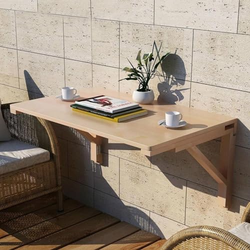 Zusammenklappbarer Waschküchentisch – Wandmontierter Holz-Klapptisch für Zuhause, Büro, Küche oder Badezimmer – platzsparender schwebender Schreibtisch und Frühstücksbar (L x B x H) 90 x 30 cm von Generisch