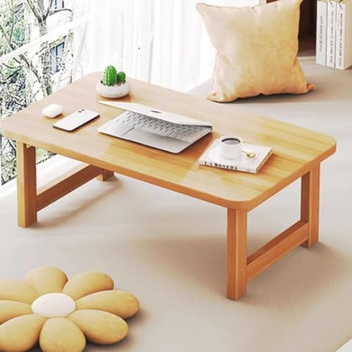 Zusammenklappbarer niedriger Tisch aus Bambus im japanischen Stil – tragbarer Tee- und Kaffee-Meditationstisch, kleiner Laptop-Schreibtisch, Frühstücks-Serviertablett, faltbares Picknick-Snack-Tablett von Generisch