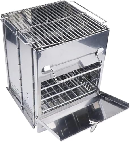Zusammenklappbarer tragbarer Holzkohlegrill – faltbarer Griff, ideal für Camping und Kochen im Freien von Generisch