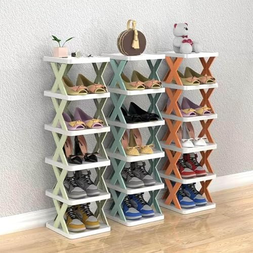 Zusammenklappbares Schuhregal, mehrschichtiger, vertikaler Aufbewahrungs-Organizer für platzsparende Verwendung zu Hause und im Büro von Generisch