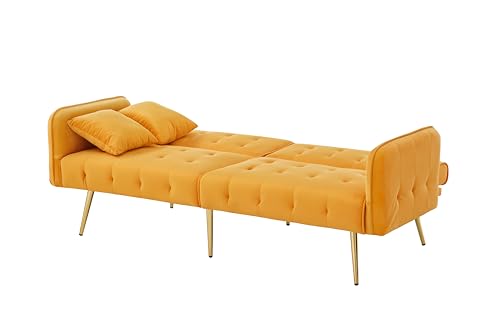 Zweisitzer-Sofabett mit verstellbarer Rückenlehne & 6-stufigen Armlehnen – 2-in-1 Schlafsofa mit Veloursbezug, 215x81,5 cm Liegefläche, Hochdichteschaum & Metallfüßen für modernes Wohnzimmer Zweisitzer-Sofabett mit verstellbarer Rückenlehne & 6-stufigen Armlehnen – 2-in-1 Schlafsofa mit Veloursbezug, 215x81,5 cm Liegefläche, Hochdichteschaum & Metallfüßen für modernes Wohnzimmer von Generisch