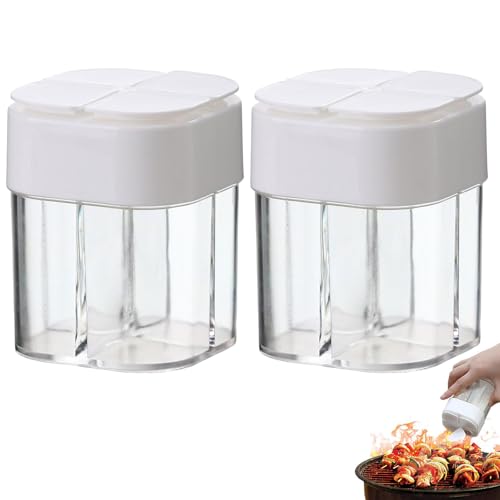 Zweiteiliges 4-in-1-Gewürzdosen-Set, inklusive Salz und Pfefferstreuer – Gewürz Dispenser, Gewürzstreuer Camping, Reisegewürzdose aus Kunststoff, ideal für Camping, Picknick und Outdoor von Generisch