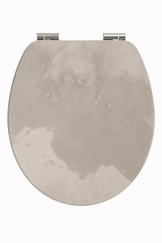aquaSu® WC-Sitz mit Absenkautomatik, Echtstein Coffee Cloud, Toilettendeckel mit Echtstein-Oberfläche und Holzkern, Fast-Fix Schnellbefestigung, universale O Form, Toilettensitz Stein, 40695 6 von Generisch