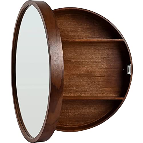 da Parete con Specchio Rotondo in Legno Porta Medicinali con Ante Aperte e Ripiani Design Elegante per Bagno e Cucina Storage da Parete con Specchio Rotondo in Legno Porta Medicinali con Ante Aperte e Ripiani Design Elegante per Bagno e Cucina Storage von Generisch