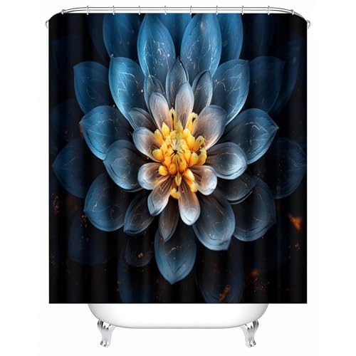 duschvorhang Blickdicht 180 x 180 cm Bunte Geometrische Blumen duschvorhang mit Motiv Wasserabweisender Stofftrenner für Gemeinschaftsbad oder Spa-Bereich MY1020 von Generisch