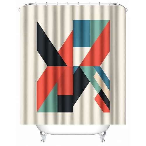 duschvorhang PVC frei 90 x 180 cm Bunte Geometrie duschvorhang Polyester Hochwertiger Mikrofaser Spritzschutz für modernes Apartment oder Gästebad MY3986 von Generisch