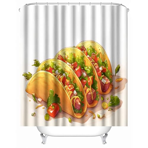 duschvorhang Textil 180 x 210 cm Gourmet-Essen duschvorhang wasserdicht Schimmelresistenter wasserfester Bad Sichtschutz für Sportverein Umkleide MY5049 von Generisch