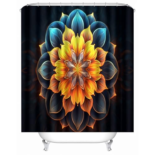 duschvorhang mit Gewicht 180 x 180 cm Bunte Geometrische Blumen duschvorhang mit Haken Dekorativer wasserabweisender Sichtschutz für WG-Bad oder Gästezimmer MY940 von Generisch