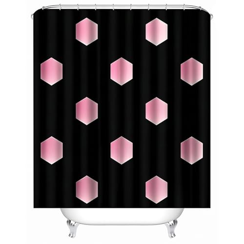 duschvorhang modern 200 x 200 cm Schwarzer Hintergrund Diamantfarbene Geometrie duschvorhang schwarz weiß Modernes wasserfestes Sichtschutz Tuch für Gästeapartment oder Ferienzimmer MY539 von Generisch