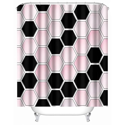 duschvorhang schwarz weiß 180 x 210 cm Rhombus Bunte Geometrie duschvorhang bunt Hygienischer Mikrofaser Bad Trenner für Sauna, Campingplatz oder Bungalow MY442 von Generisch