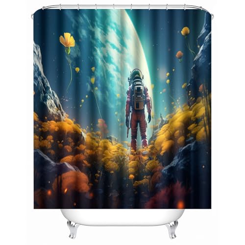 duschvorhang waschbar 180 x 200 cm Außerirdischer Astronaut duschvorhang bunt Hygienischer wasserfester Bad Raumteiler für Campingplatz oder Gästebereich MY1845 von Generisch