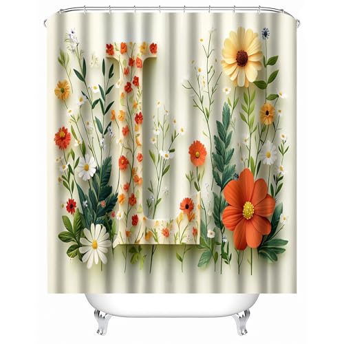 duschvorhang waschbar 180 x 200 cm Blütenstand In L-Form duschvorhang bunt Hygienischer wasserfester Bad Raumteiler für Campingplatz oder Gästebereich MY151 von Generisch
