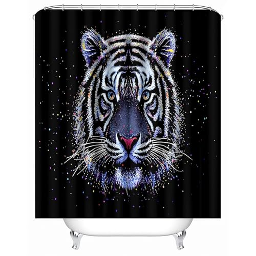 duschvorhang waschbar 180 x 200 cm Bunter Tiger Auf Schwarzem Hintergrund duschvorhang bunt Hygienischer wasserfester Bad Raumteiler für Campingplatz oder Gästebereich MY795 duschvorhang waschbar 180 x 200 cm Bunter Tiger Auf Schwarzem Hintergrund duschvorhang bunt Hygienischer wasserfester Bad Raumteiler für Campingplatz oder Gästebereich MY795 von Generisch