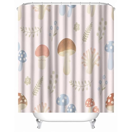 duschvorhang waschbar 180 x 200 cm Cartoon Bunte Pilze duschvorhang bunt Hygienischer wasserfester Bad Raumteiler für Campingplatz oder Gästebereich MY1142 von Generisch