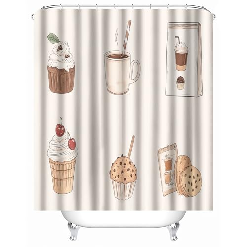 duschvorhang waschbar 180 x 200 cm Eisspezialitäten duschvorhang bunt Hygienischer wasserfester Bad Raumteiler für Campingplatz oder Gästebereich MY5040 von Generisch