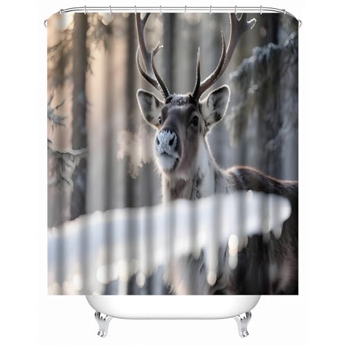 duschvorhang waschbar 180 x 200 cm Elch duschvorhang bunt Hygienischer wasserfester Bad Raumteiler für Campingplatz oder Gästebereich MY1351 von Generisch