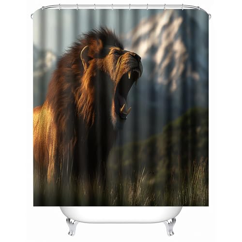 duschvorhang waschbar 180 x 200 cm Löwe duschvorhang bunt Hygienischer wasserfester Bad Raumteiler für Campingplatz oder Gästebereich MY3515 von Generisch