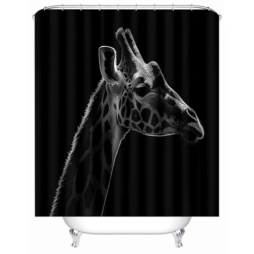 duschvorhang waschbar 180 x 200 cm Schwarz-weiße Giraffe duschvorhang bunt Hygienischer wasserfester Bad Raumteiler für Campingplatz oder Gästebereich MY4516 von Generisch
