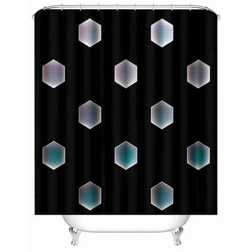 duschvorhang waschbar 180 x 200 cm Schwarzer Hintergrund Diamantfarbene Geometrie duschvorhang bunt Hygienischer wasserfester Bad Raumteiler für Campingplatz oder Gästebereich MY497 von Generisch