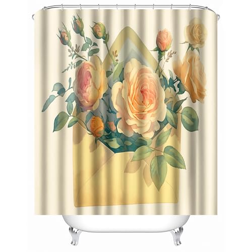 duschvorhang waschbar 180 x 200 cm Umschlag Blumen duschvorhang bunt Hygienischer wasserfester Bad Raumteiler für Campingplatz oder Gästebereich MY5211 von Generisch