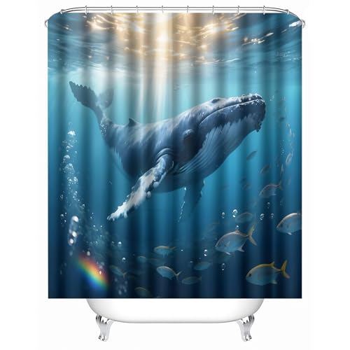 duschvorhang waschbar 180 x 200 cm Wale Auf Dem Meeresboden duschvorhang bunt Hygienischer wasserfester Bad Raumteiler für Campingplatz oder Gästebereich MY1748 von Generisch