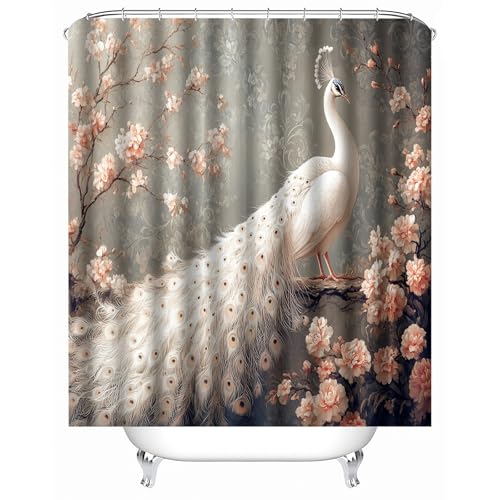 duschvorhang waschbar 180 x 200 cm Weiße Pfauenrosa Blüten duschvorhang bunt Hygienischer wasserfester Bad Raumteiler für Campingplatz oder Gästebereich MY3733 duschvorhang waschbar 180 x 200 cm Weiße Pfauenrosa Blüten duschvorhang bunt Hygienischer wasserfester Bad Raumteiler für Campingplatz oder Gästebereich MY3733 von Generisch