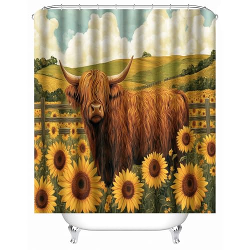 duschvorhang waschbar 180 x 200 cm Yak-Sonnenblume duschvorhang bunt Hygienischer wasserfester Bad Raumteiler für Campingplatz oder Gästebereich MY3095 duschvorhang waschbar 180 x 200 cm Yak-Sonnenblume duschvorhang bunt Hygienischer wasserfester Bad Raumteiler für Campingplatz oder Gästebereich MY3095 von Generisch
