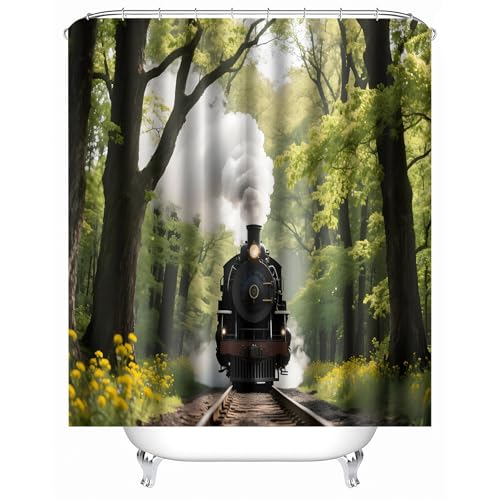 duschvorhang waschbar 180 x 200 cm Zug duschvorhang bunt Hygienischer wasserfester Bad Raumteiler für Campingplatz oder Gästebereich MY2336 von Generisch