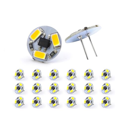 eufeifeiegds 20 stücke Runde 12 V G4 LED 3 LEDS SMD5730 PCB Dunstabzugshaube Birne Wihte Warm Weiß Kristall Licht Kronleuchter Beleuchtung Lampen(20pcs warm white) von Generisch