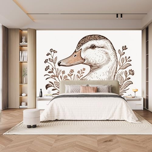 fototapete 3d effekt 250x420cm Einfache Linienente tapete schlafzimmer 3D Wandgestaltung ohne Tapetenstruktur, Canvas Material, nahtloses Puzzle-Design EB24-943 von Generisch
